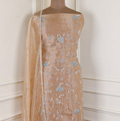 Glass Shimmer Beige Unstitched Suit