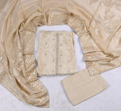 Shimmer Beige Unstitched Suit