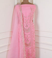 Organza Pink  Unstitched Suit