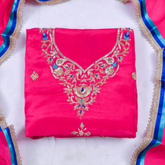 Organza Magenta Unstitched Suit