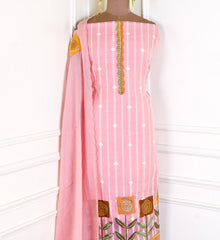 Mul Chanderi Cotton Pink Unstitched Suit