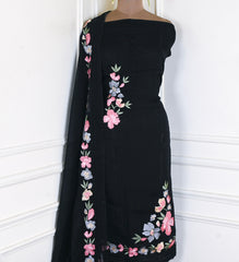 Organza Black Unstitched Suit