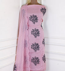 Organza Dusky Pink Unstitched Suit