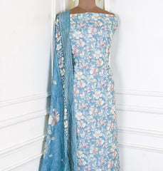 Muslin Light Blue Unstitched Suit