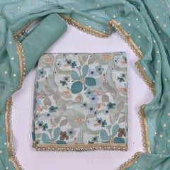 Crepe Green Unstitched Suit