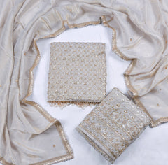 Shimmer Beige Unstitched Suit