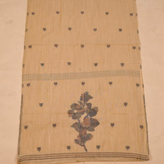 Jamdani Cotton Beige Unstitched Suit