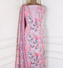 Muslin Rose Peach Unstitched Suit