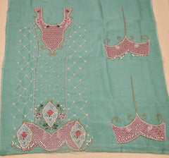 Organza Sea Green Unstitched Suit