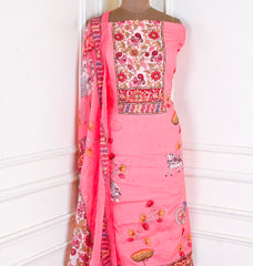 Mul Cotton Pink Unstitched Suit