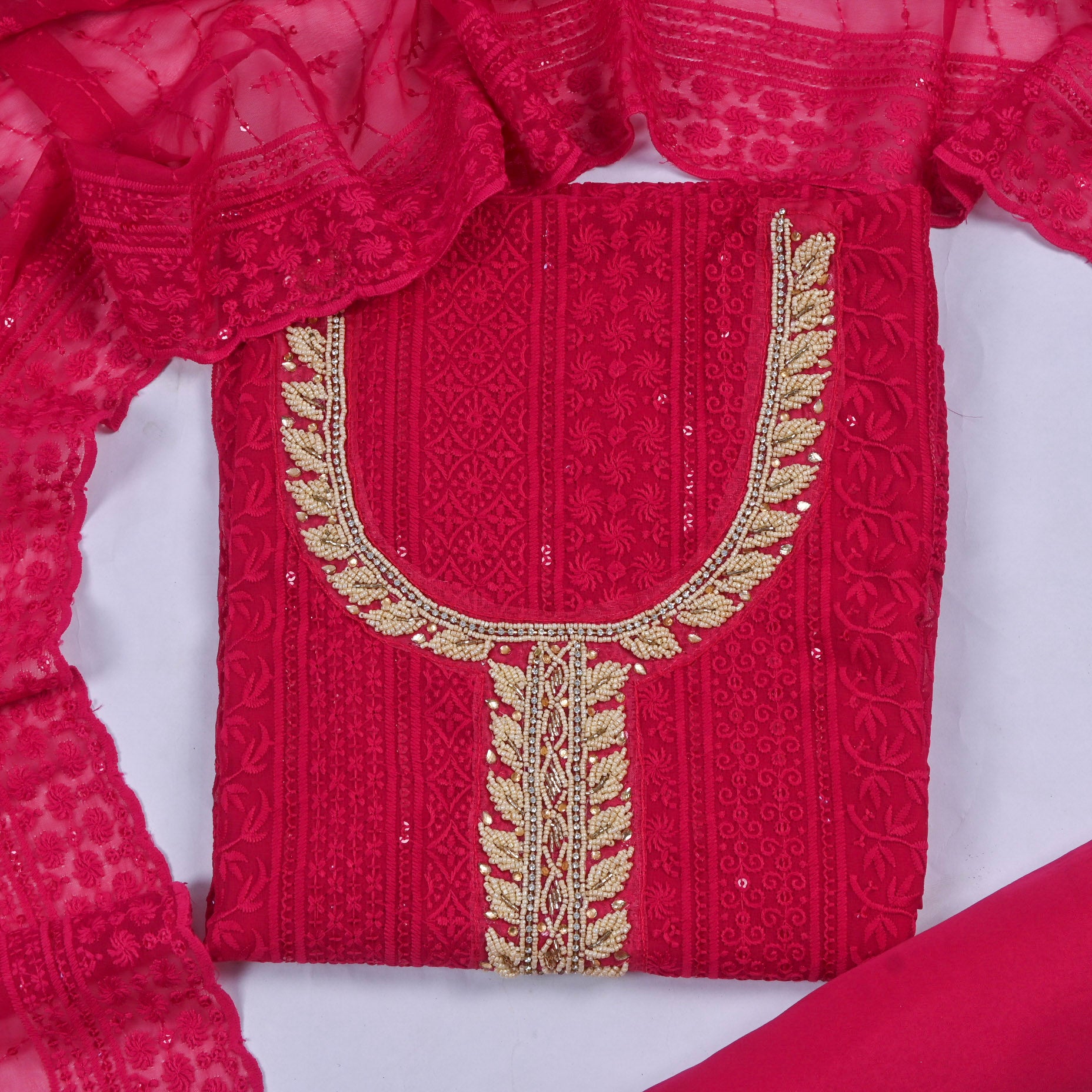 Georgette Pink Unstitched Suit
