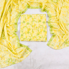 Cotton Lemon Unstitched Suit