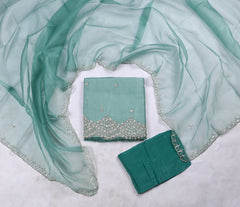 Crush Ferozi Unstitched Suit