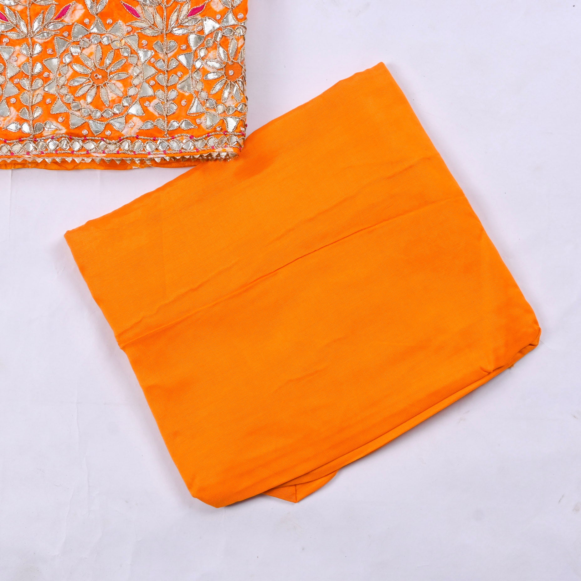 Muslin Orange Unstitched Suit