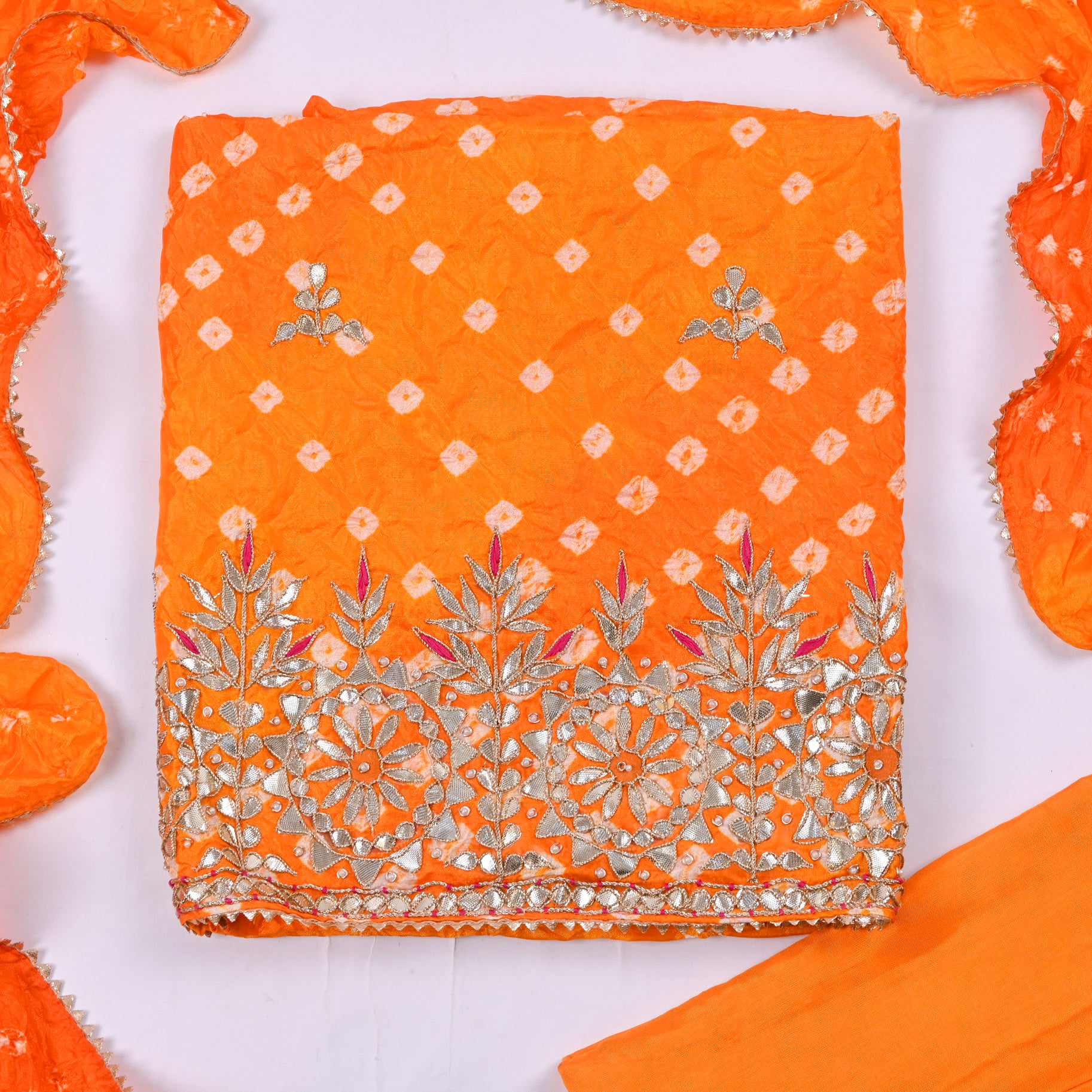 Muslin Orange Unstitched Suit