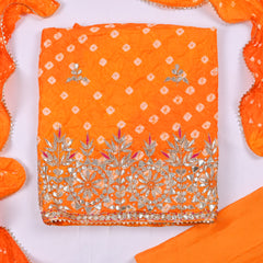 Muslin Orange Unstitched Suit