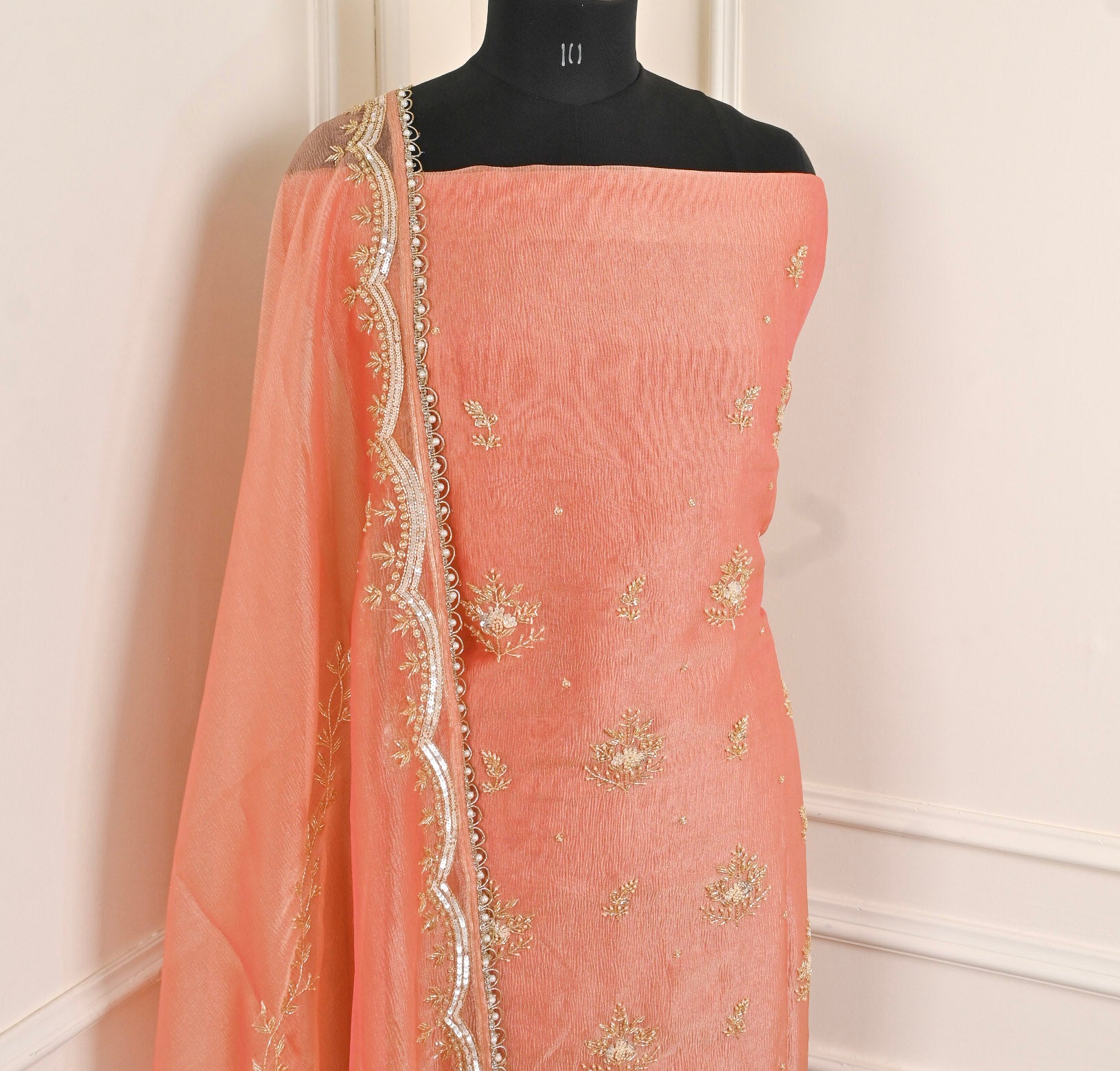 Crush Peach Unstitched Suit