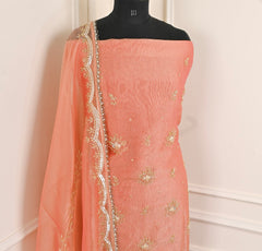 Crush Peach Unstitched Suit
