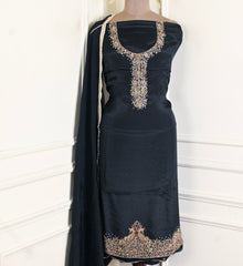 Silk Black Unstitched Suit