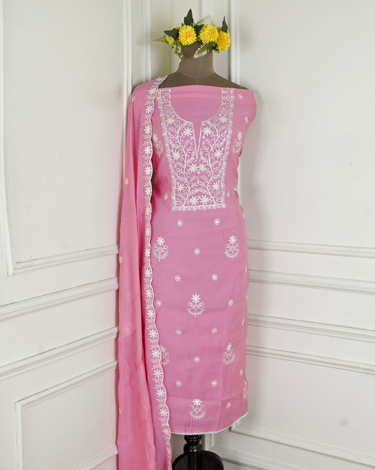 Mul Cotton pink Unstitched Suit