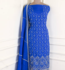 Organza Blue Unstitched Suit