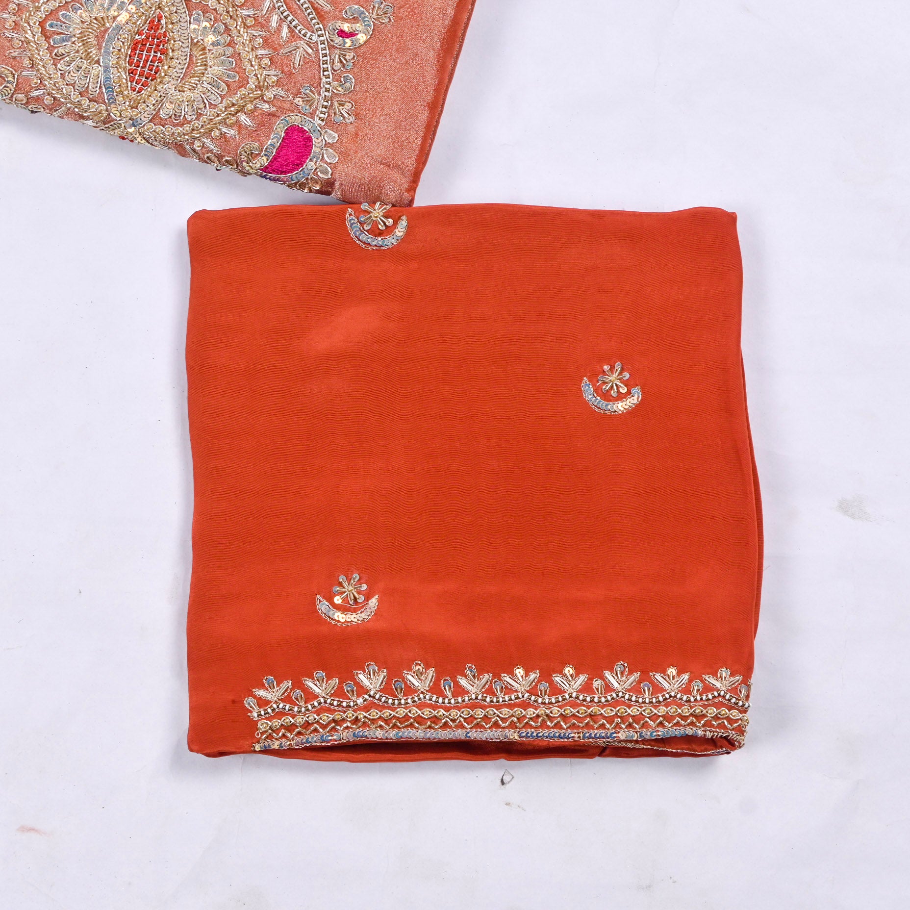 Shimmer Orange Unstitched Suit
