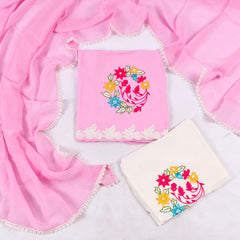 Organza Baby Pink Unstitched Suit