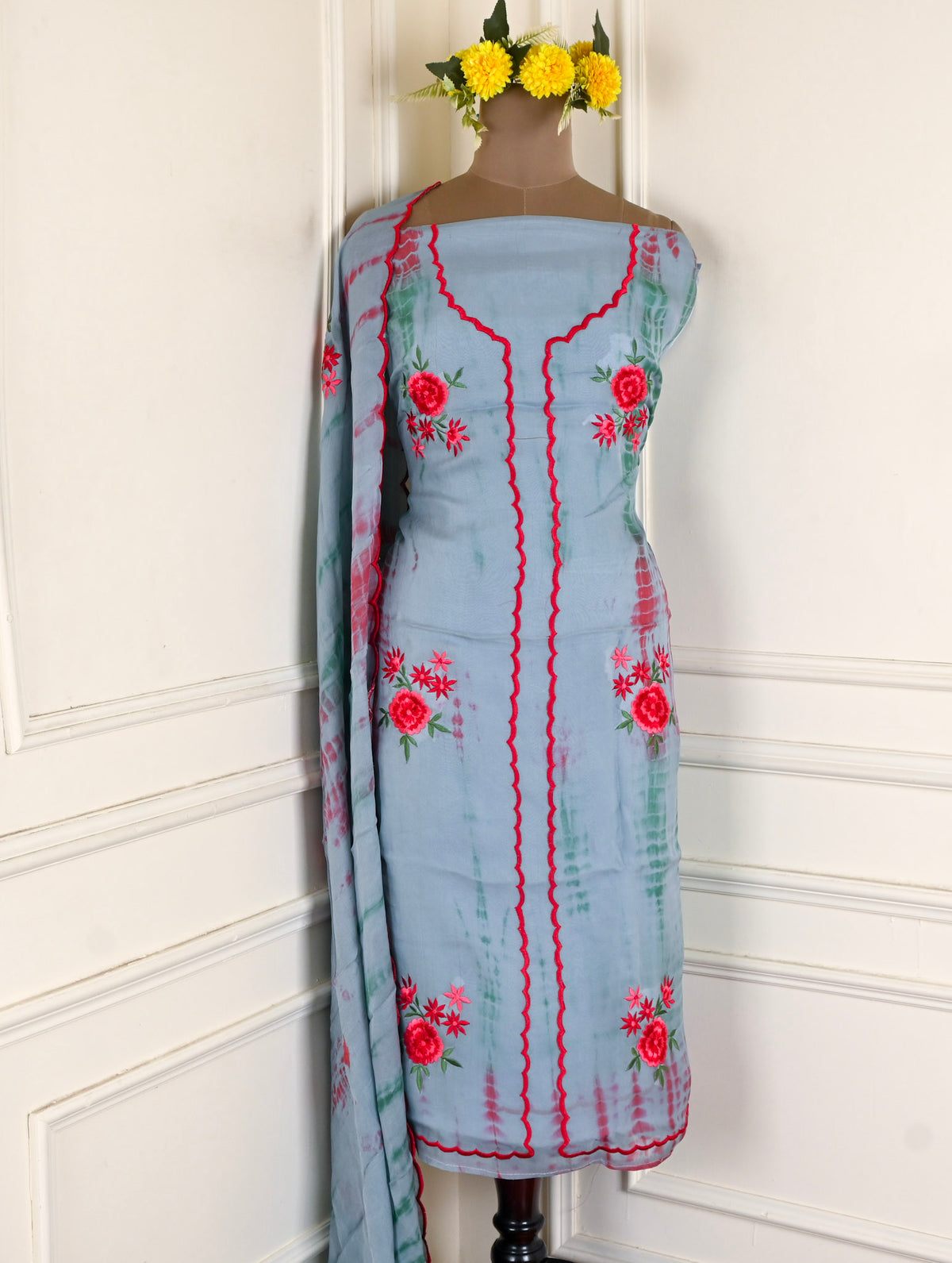 Twill Organza Blue Unstitched Suit