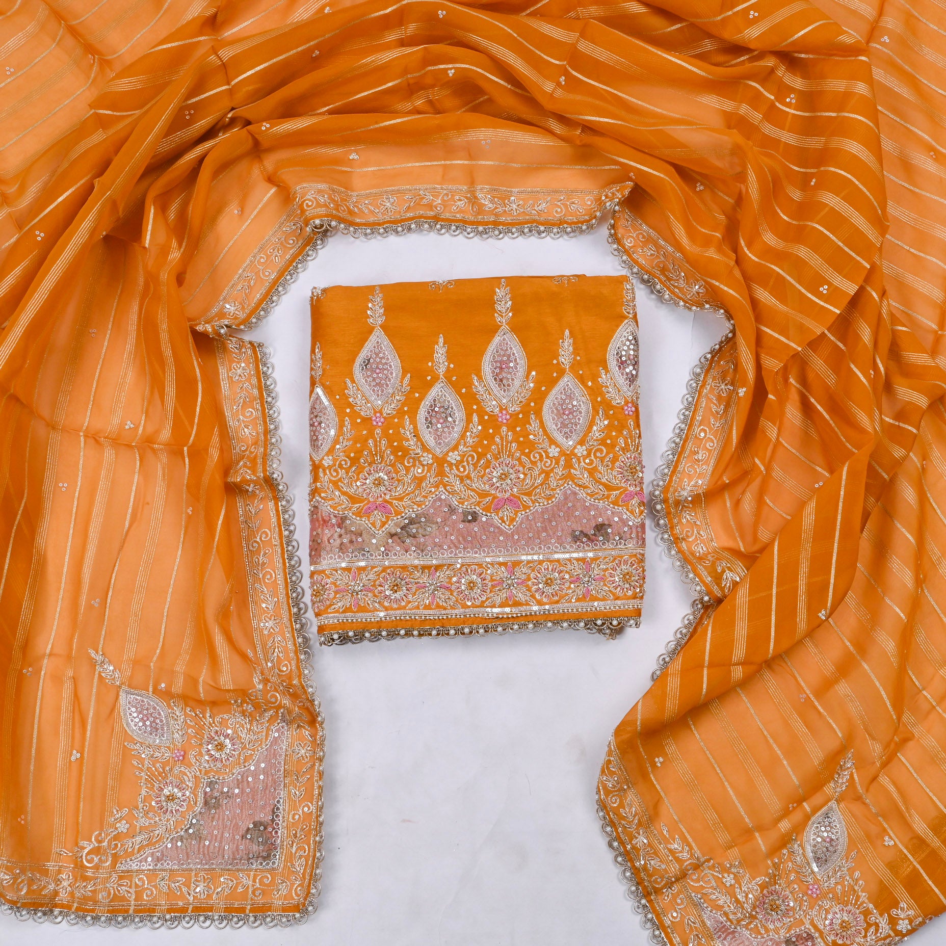 Raw Silk Yellow Unstitched Suit