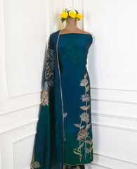 Organza Blue Unstitched Suit