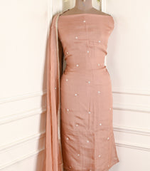 Twill Organza Beige Unstitched Suit
