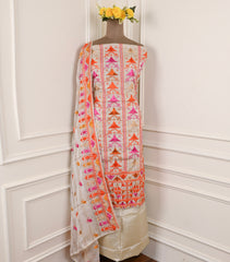 Shimmer Golden White Unstitched Suit