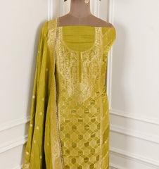 Banarasi Mehandi Unstitched Suit