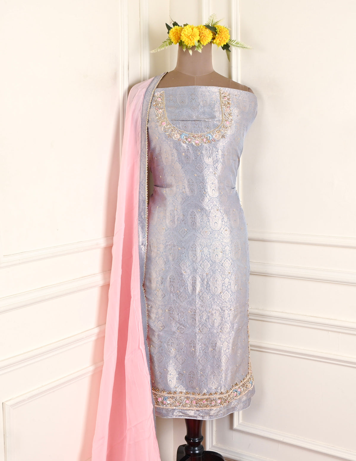 Brocade Dusty Lavender Unstitched Suit