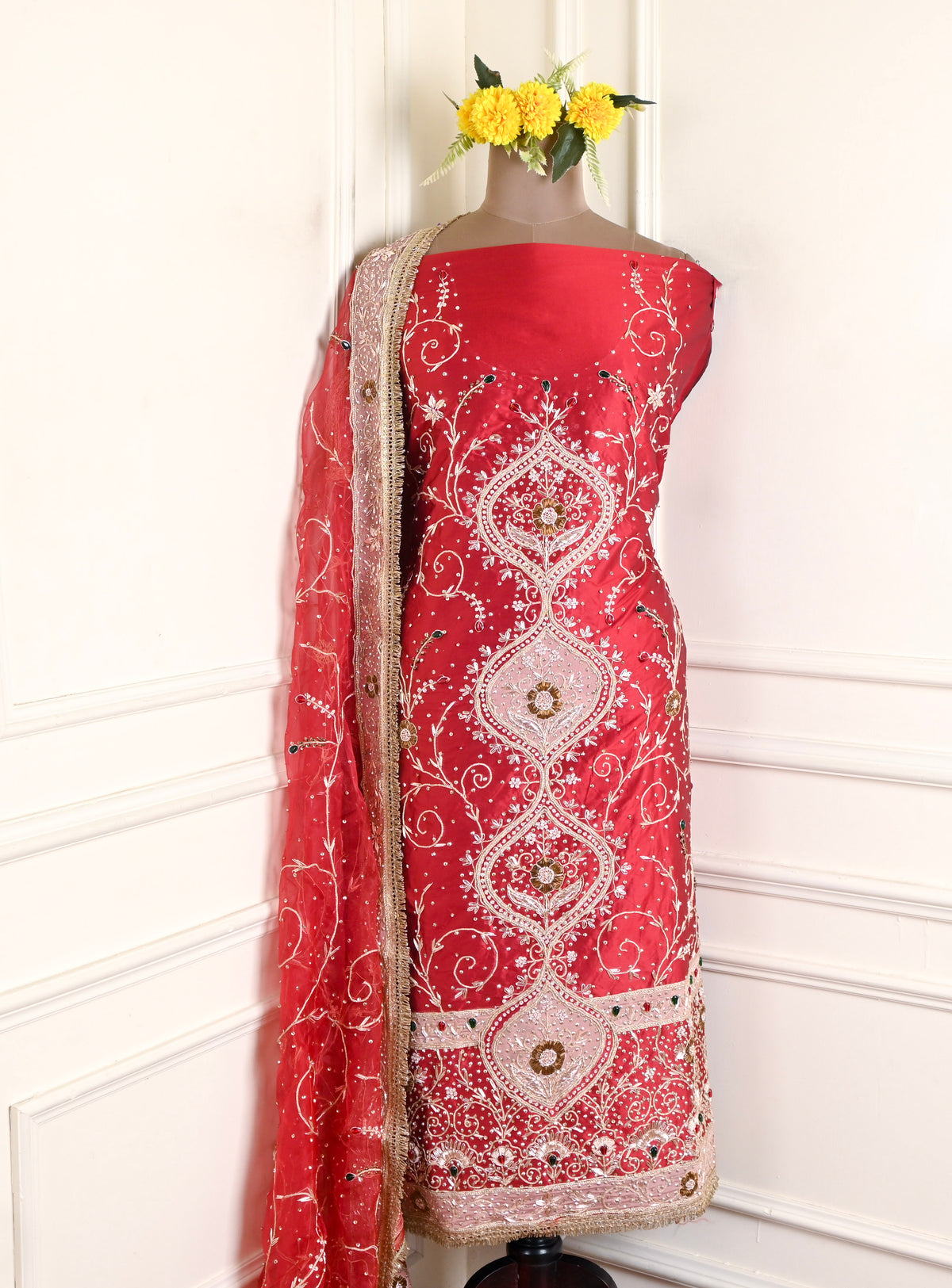 Gavadin Maroon Unstitched Suit