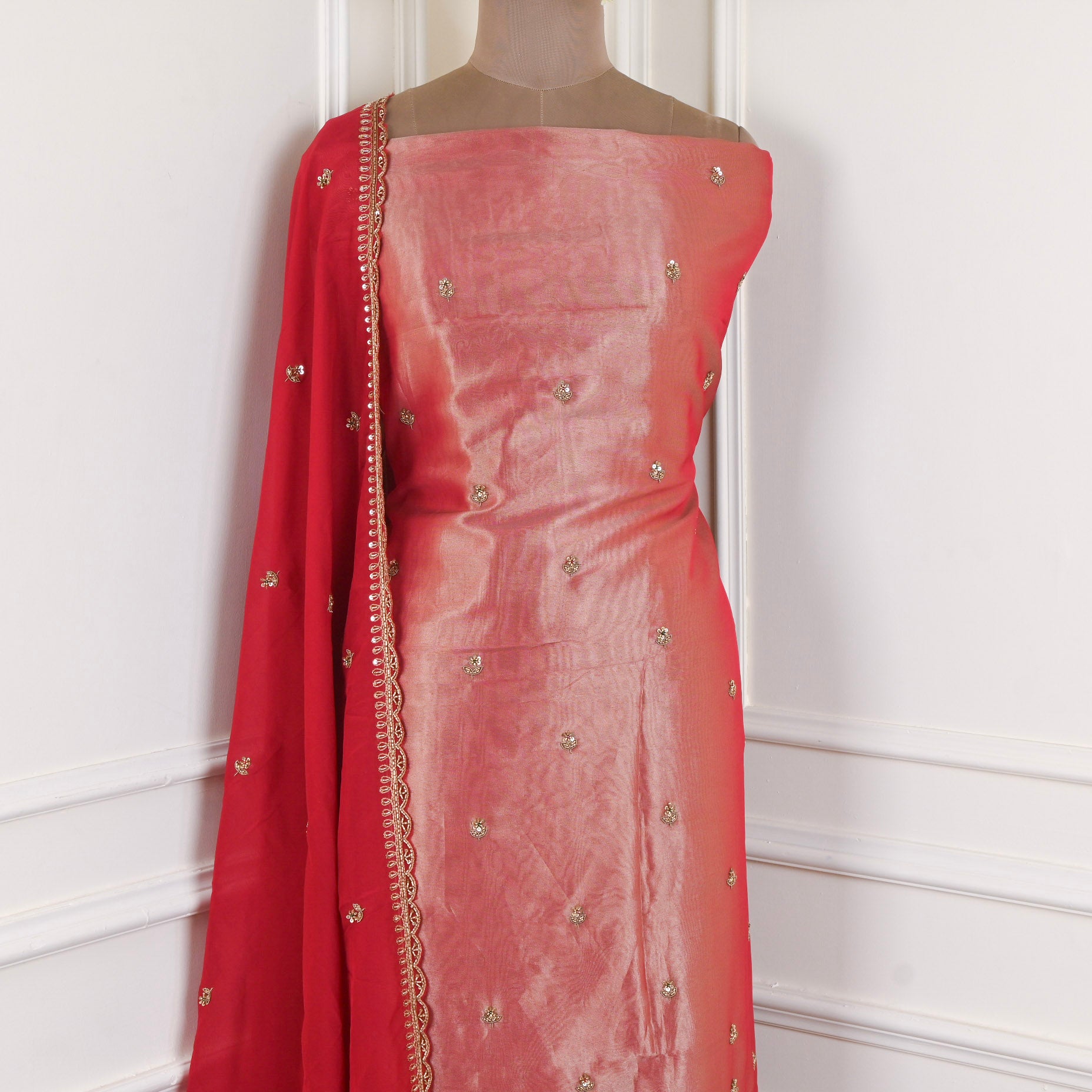 Shimmer Red Unstitched Suit