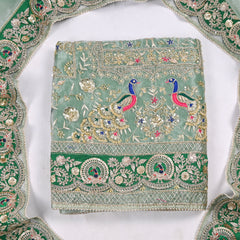 Glass Shimmer Sea Green Unstitched Suit
