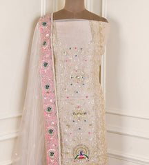 Glass Shimmer Off-White Unstitched Suit