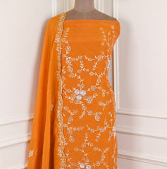 Crepe Mustard Unstitched Suit
