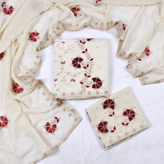 Organza Beige Unstitched Suit