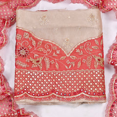 Glass Shimmer Beige Unstitched Suit