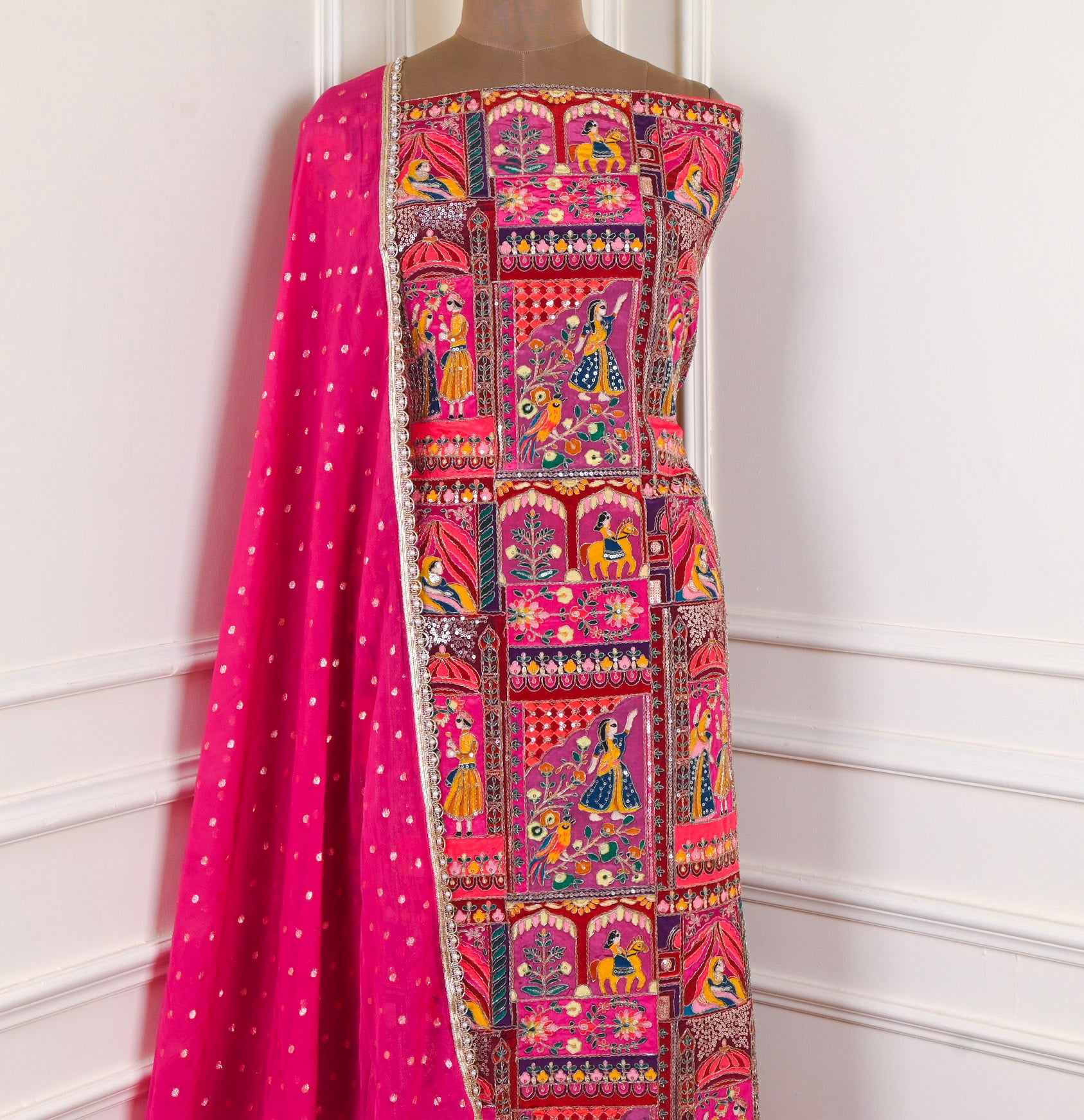 Crepe Pink Unstitched Suit