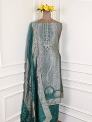 Banarasi Sea Green Unstitched Suit