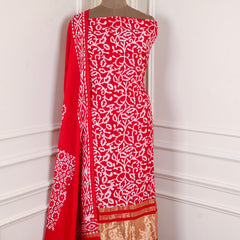 Cotton Red Unstitched Suit