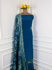 Crepe Blue Unstitched Suit