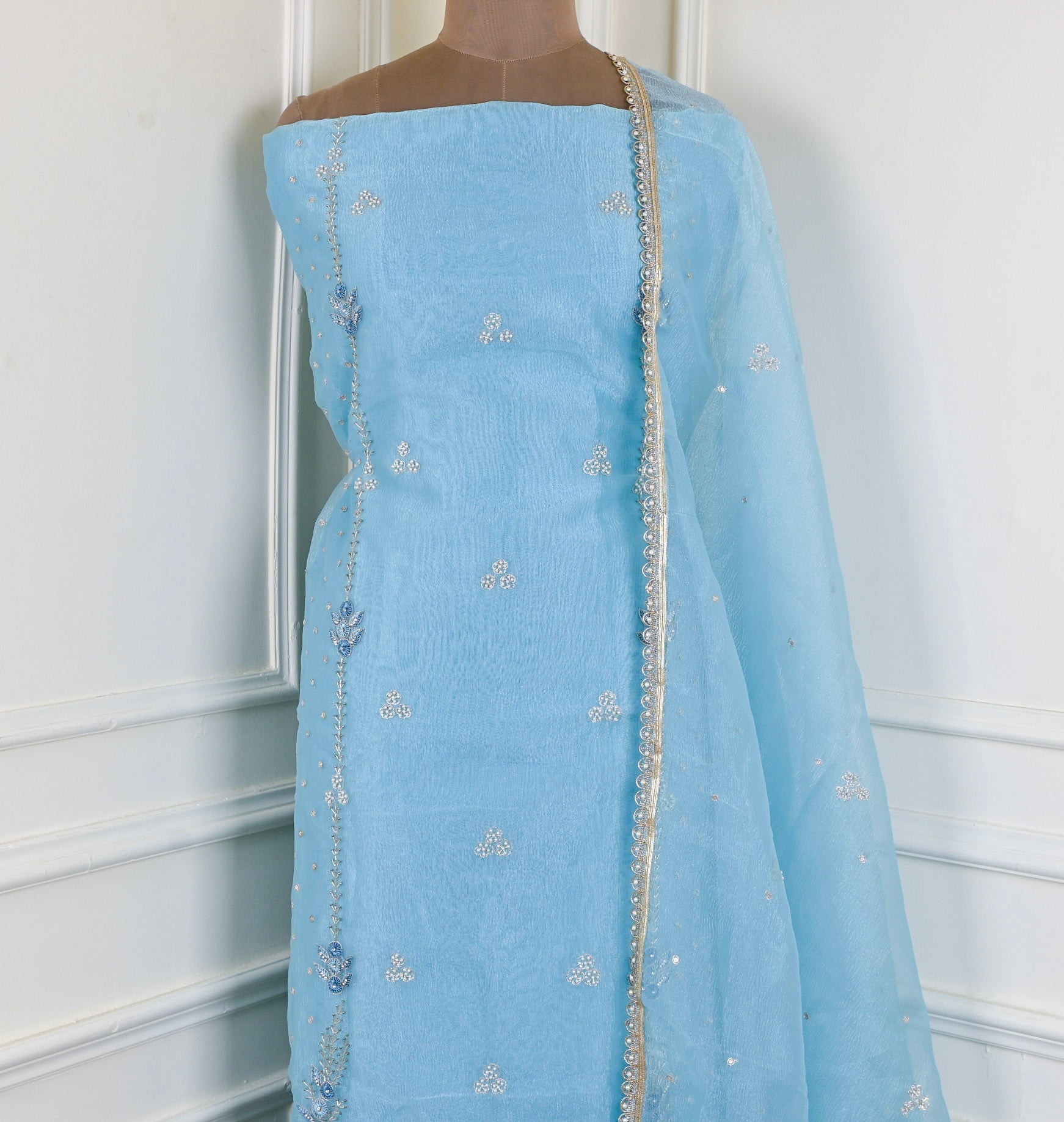 Crush Sky Blue Unstitched Suit