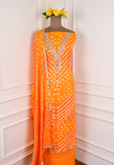 Muslin Orange Unstitched Suit