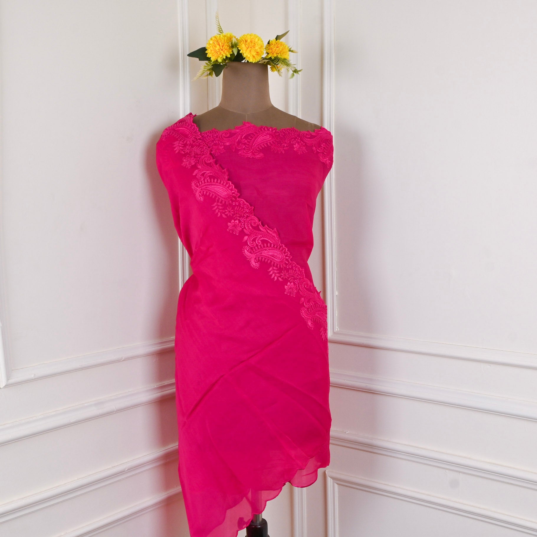 Organza Pink Unstitched Suit