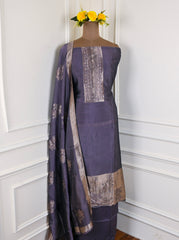 Banarasi Silk Purple Unstitched Suit