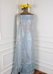 Sasha Silk Light Blue Unstitched Suit